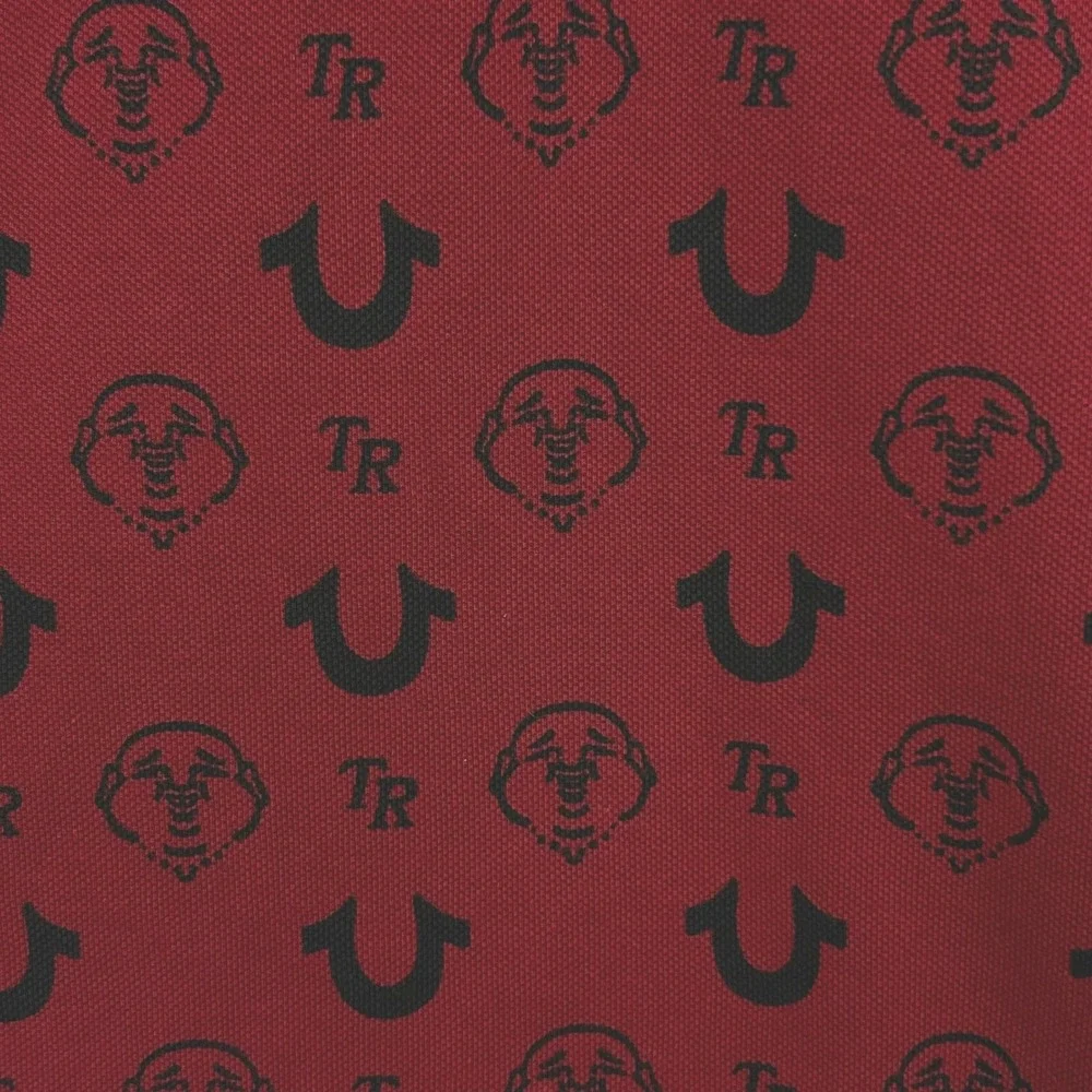 True Religion AOP Monogram Polo Shirt Mens S Red Dahlia Black Preppy Streetwear